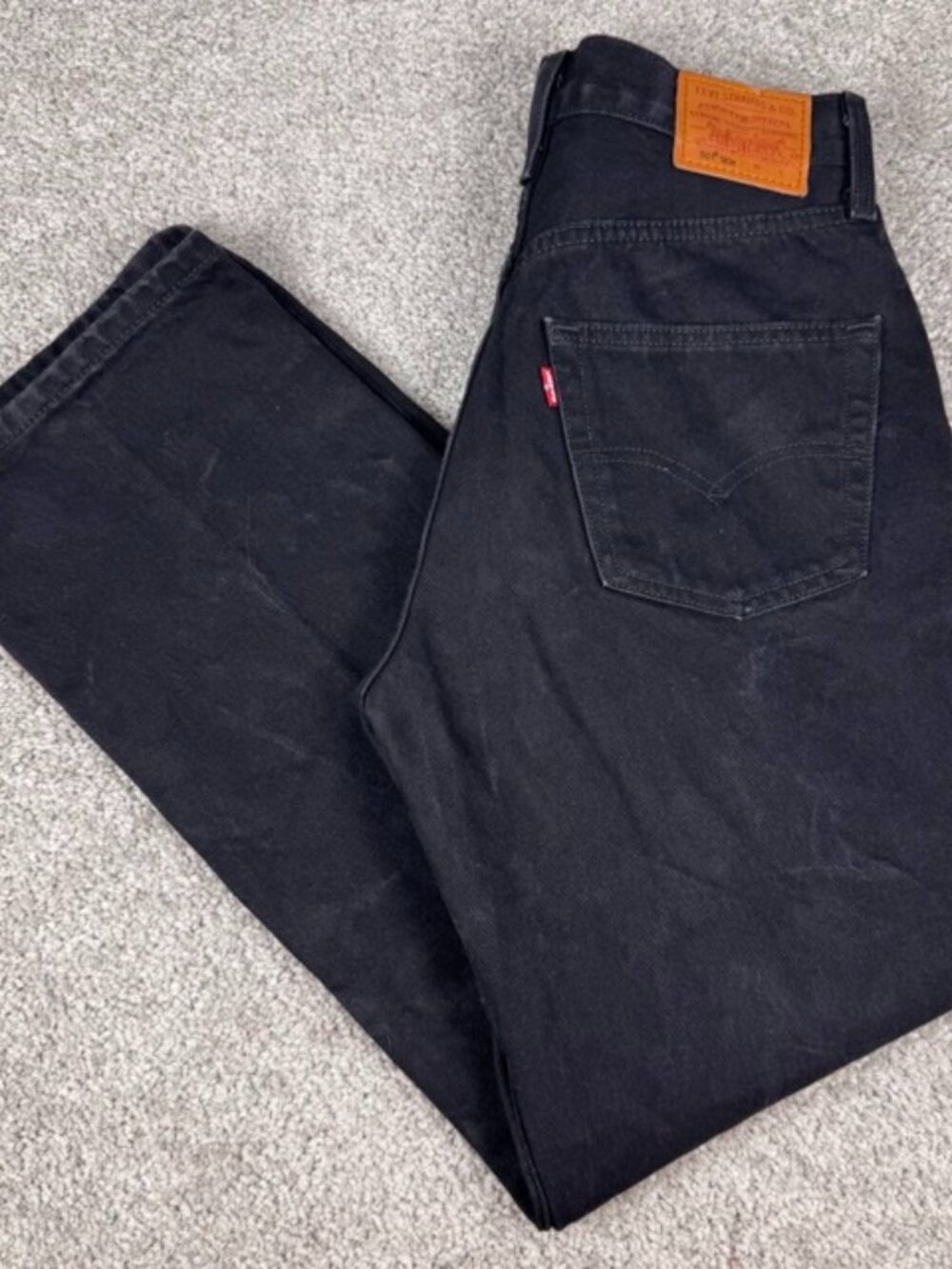 Levis 501 90s Jeans Womens 27x30 Black Charcoal Wash High Rise Relaxed Straight
